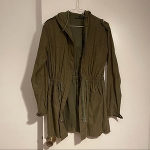 BM olive green trench coat